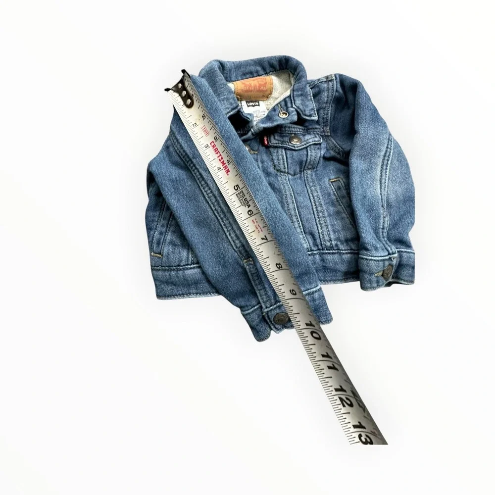 Levi's Denim Jacket Unisex‎ 18M Blue Trucker Classic Stretch Jersey Lined